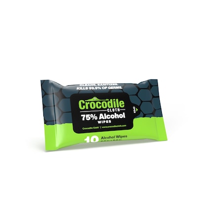 Crocodile Cloth Alcohol Wipes, 75% Ethyl Alcohol, PK10 8163